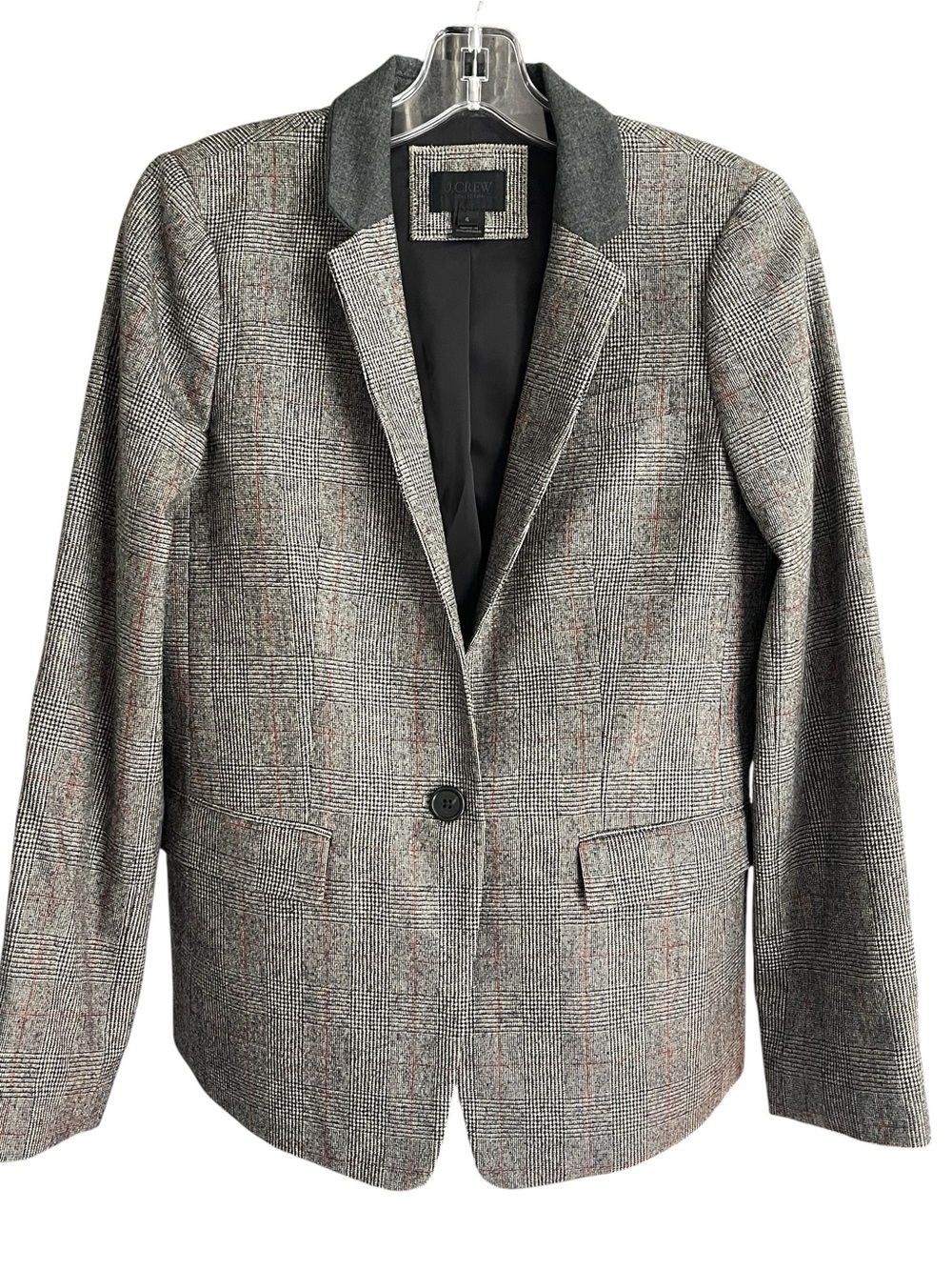 J.Crew Collection Regent Blazer Glen Plaid Wool Gray Career Jacket Size 6